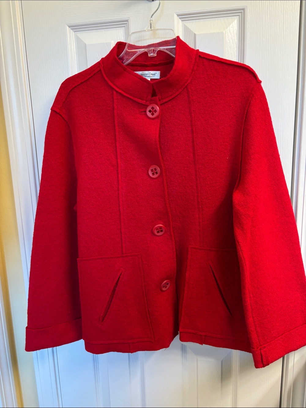 Women’s Coldwater Creek Red Wool Button Jacket, Size M